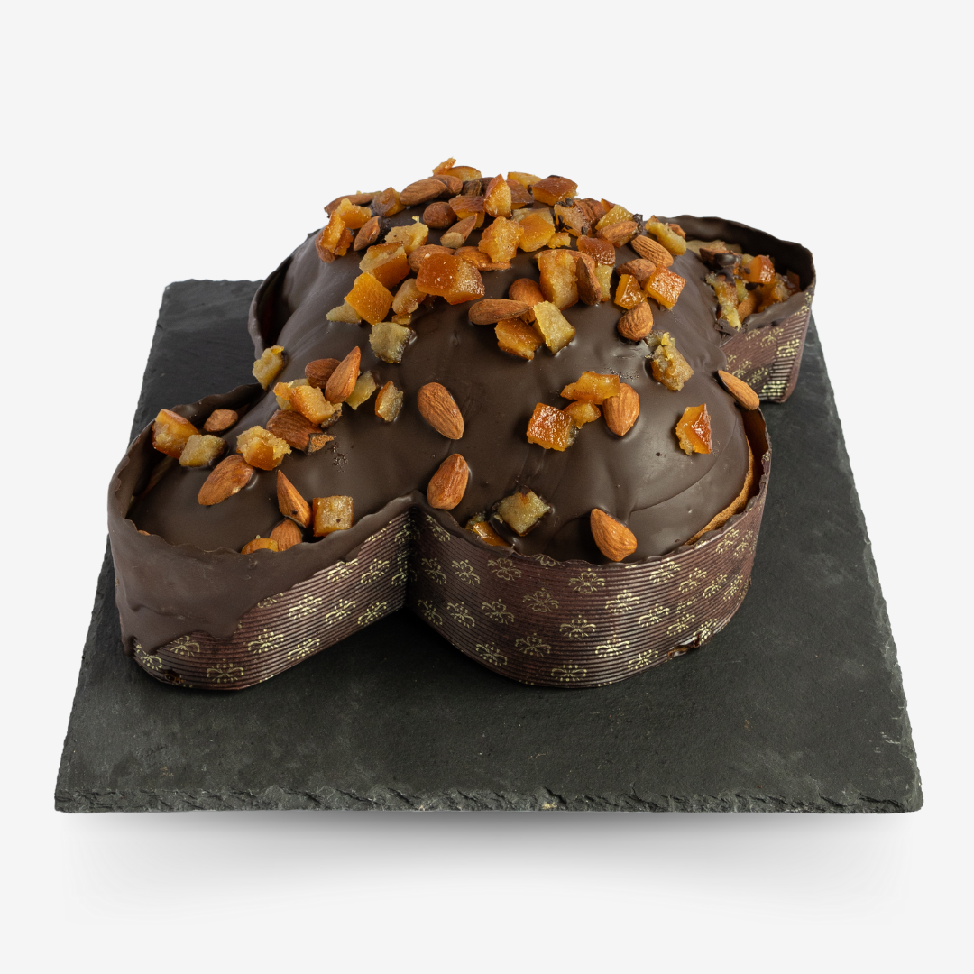 Colomba glassata al Cioccolato, Arancia candita, Mandorle Sicilia e gocce di Cioccolato 1kg