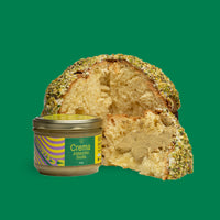 Panettone with Bronte DOP green pistachios, 1kg, and 200g of Sicilian cream.