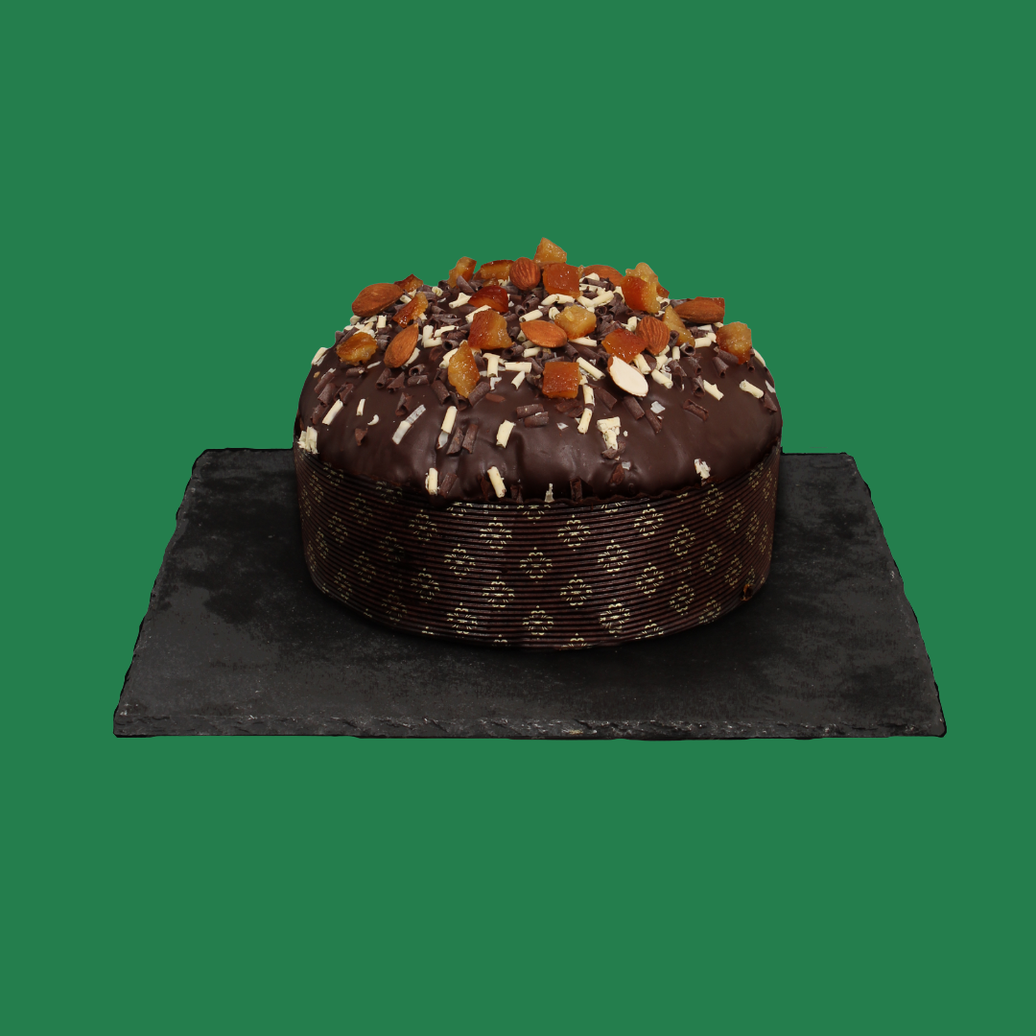 Modica chocolate panettone with candied orange and Sicilian almonds (1kg)
